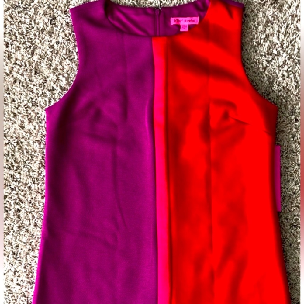 BETSEY JOHNSON PINK RED COLOR BLOCK DRESS NWT